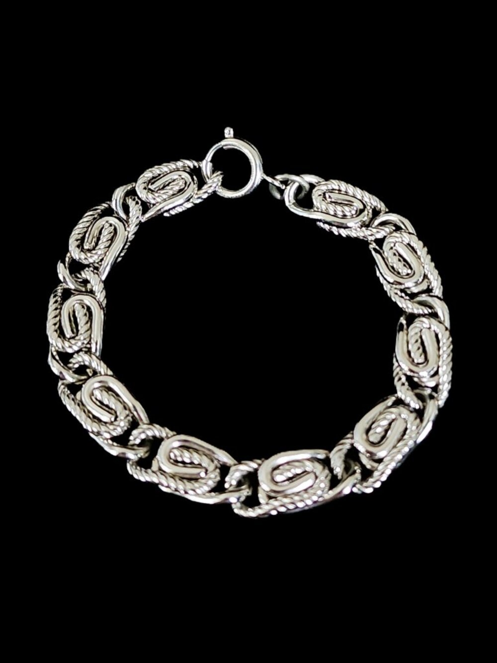 Vintage Germany Textured Byzantine Rope Link Bracelet - 36g Chunky German Silver